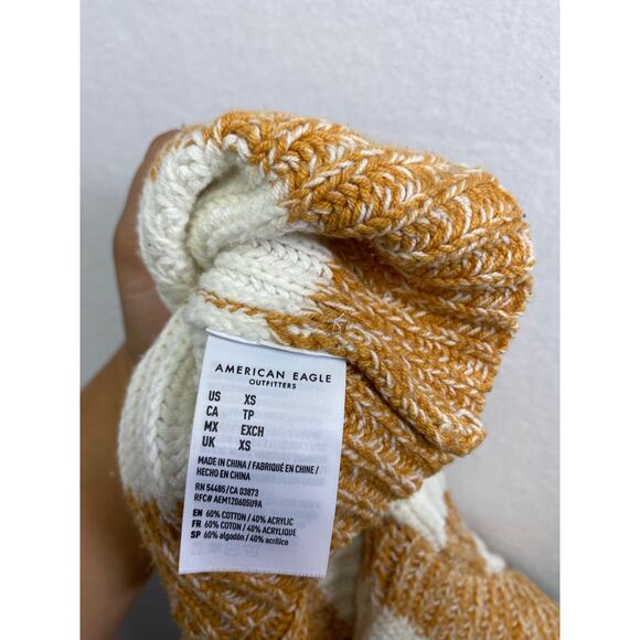 American Eagle Oversize Crop Sweater - Orange & White Striped, XS - Picture 9 of 9